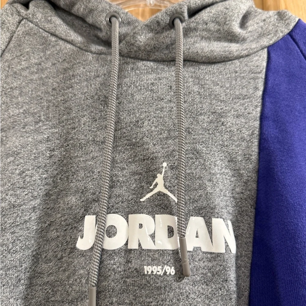 Air Jordan Vintage Purple and Gray ‘95/‘96 Stats Hoodie Sporty Cozy Athleisure